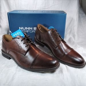 Nunn Bush SPARTA Brown Leather SHOES Mens Size 9.5W Dress Cap Toe Oxford Lace Up